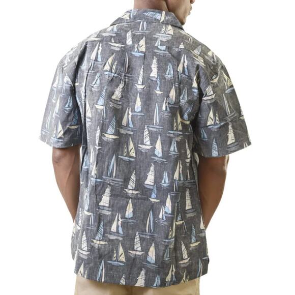 HIGH SURF Sailboat Hawaiian Aloha Button Down Shirt Short Sleeve Mens Size XL - Picture 2 of 9